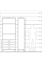 Arges Dolap 3 Raflı 4 Çekmeceli 88x30x221 - S30M045V8A