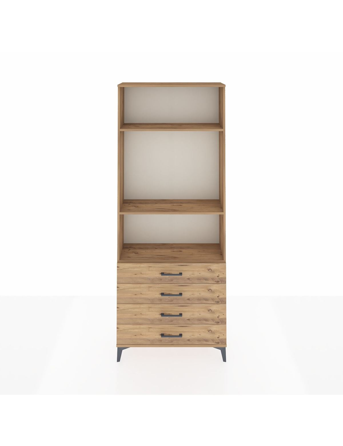 Arges Dolap 3 Raflı 4 Çekmeceli 88x30x221 Çam-Çam