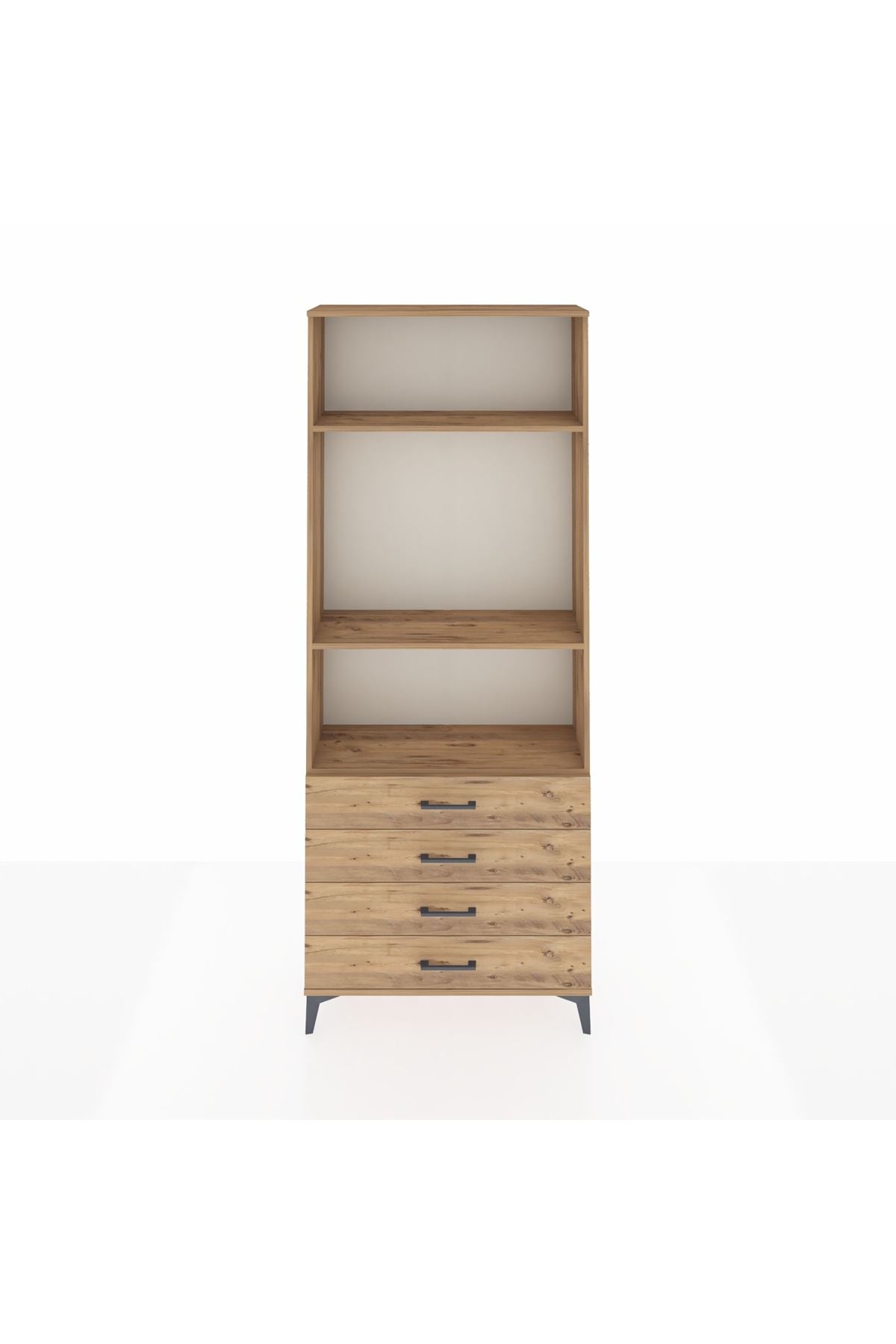 Arges Dolap 3 Raflı 4 Çekmeceli 88x30x221 Çam-Çam