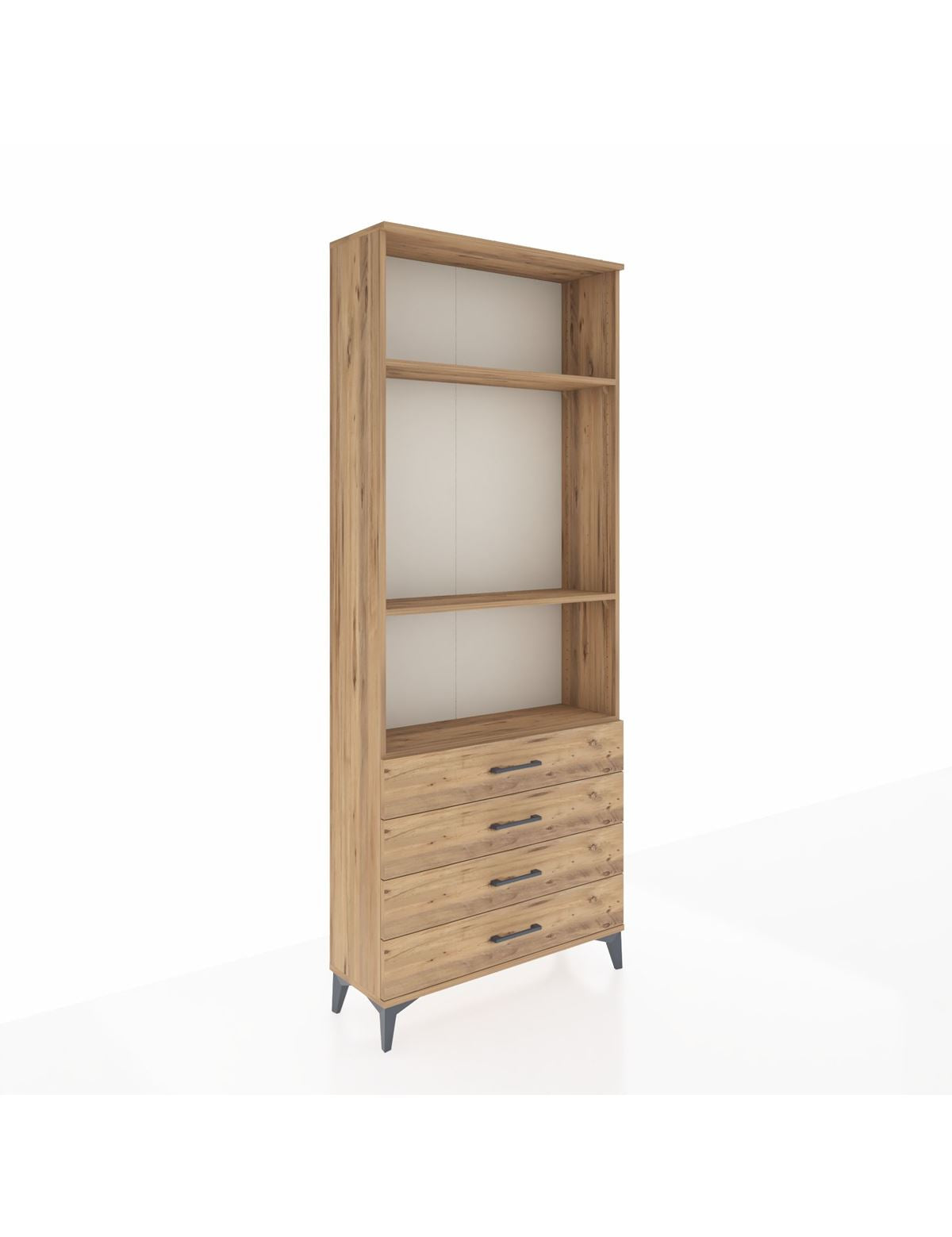 Arges Dolap 3 Raflı 4 Çekmeceli 88x30x221 Çam-Çam