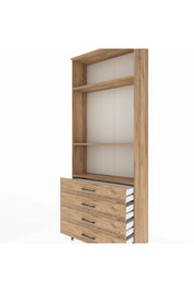 Arges Dolap 3 Raflı 4 Çekmeceli 88x30x221 Çam-Çam