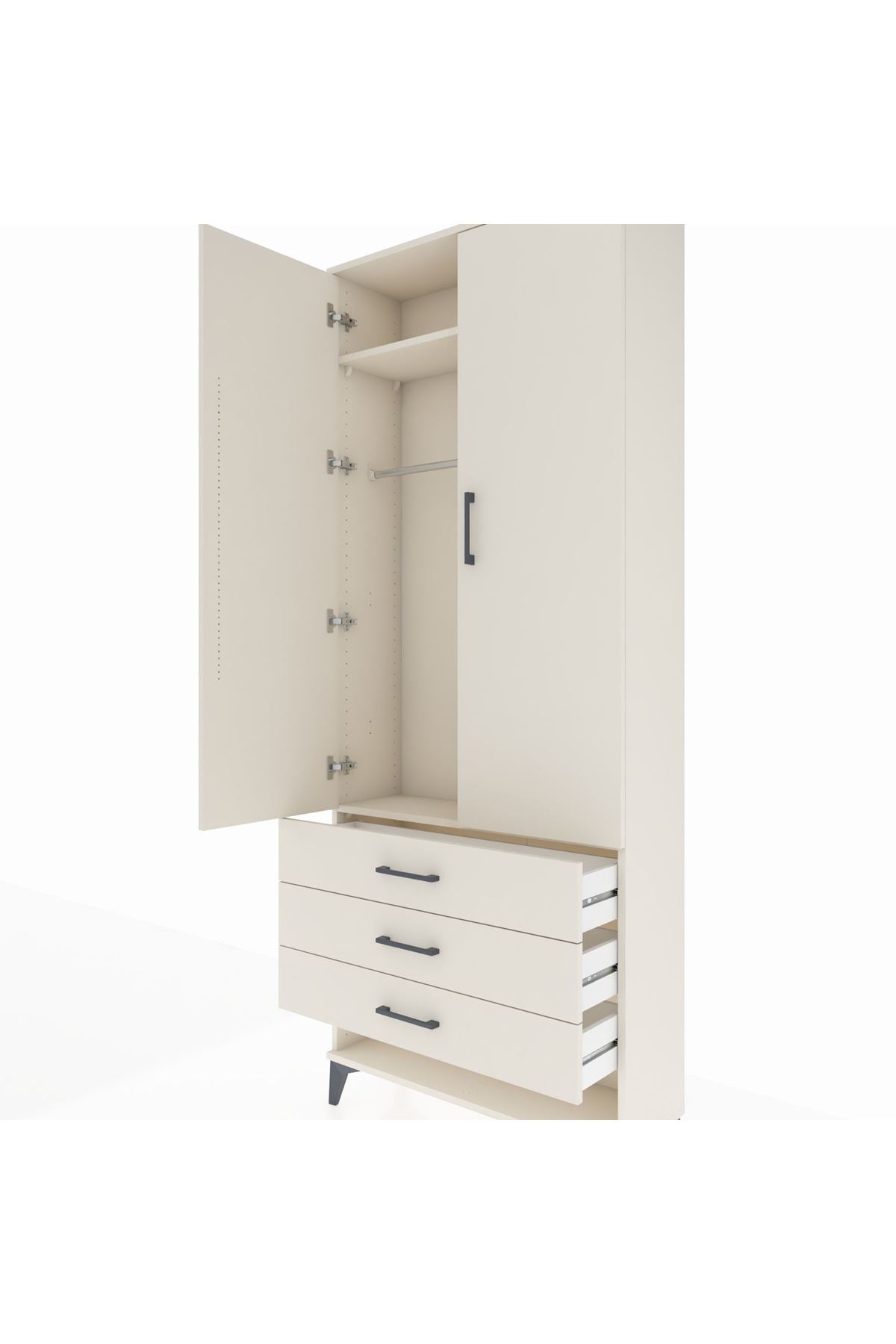 Arges Dolap 2 Raflı 3 Çekmeceli Tek Askılı 88x30x221 Aytaşı-Aytaşı