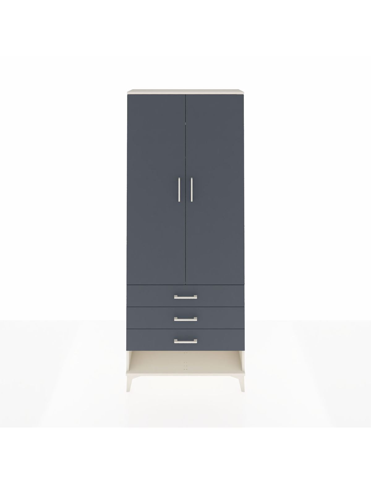 Arges Dolap 2 Raflı 3 Çekmeceli Tek Askılı 88x30x221 Aytaşı-Antrasit