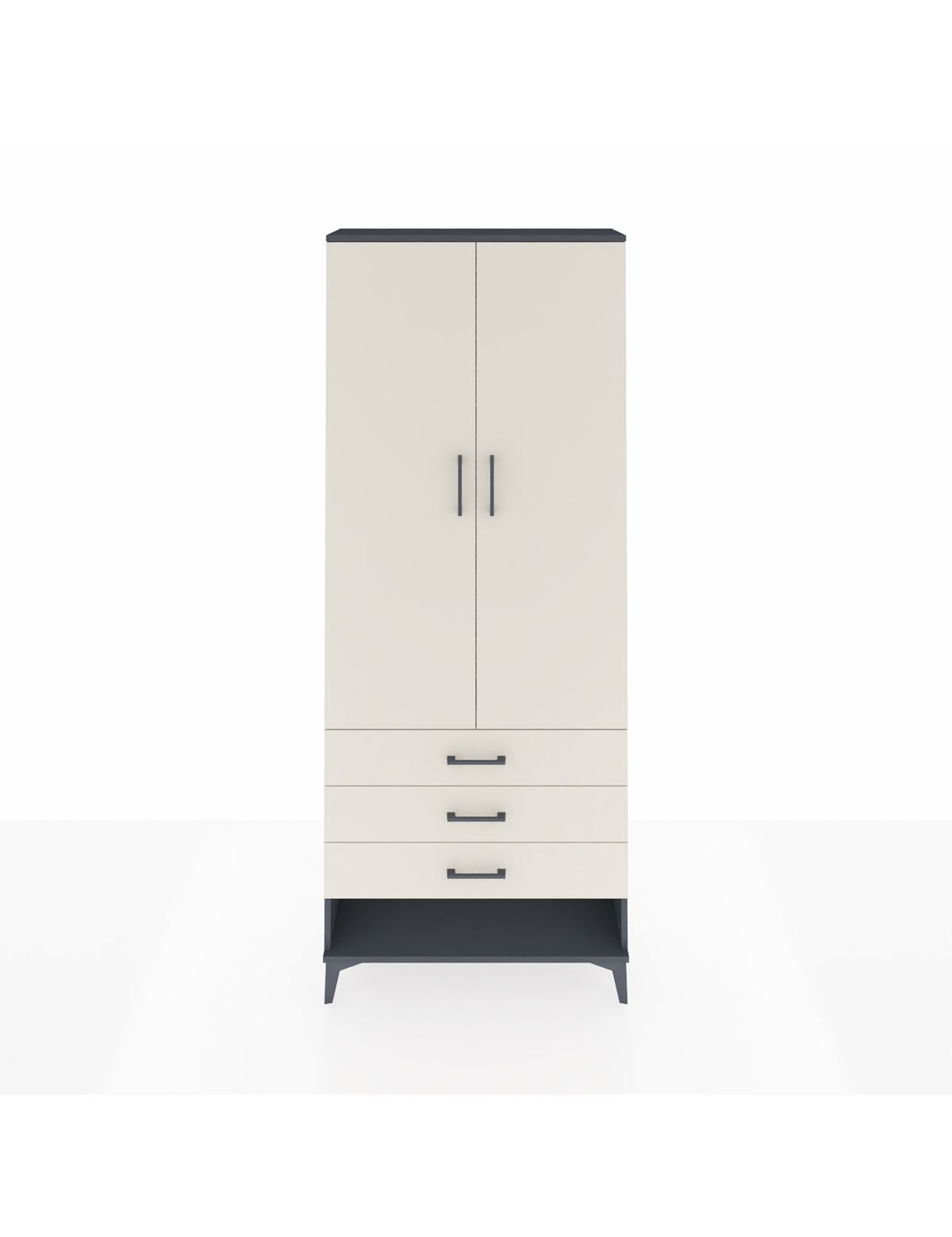 Arges Dolap 2 Raflı 3 Çekmeceli Tek Askılı 88x30x221 Antrasit-Aytaşı