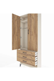 Arges Dolap 2 Raflı 3 Çekmeceli Tek Askılı 88x30x221 Aytaşı-Çam