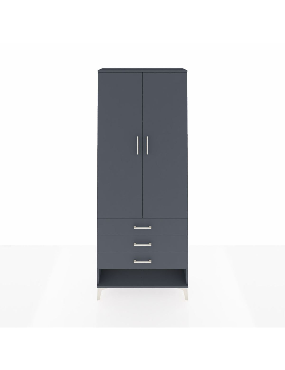 Arges Dolap 2 Raflı 3 Çekmeceli Tek Askılı 88x30x221 Antrasit-Antrasit