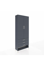 Arges Dolap 2 Raflı 3 Çekmeceli Tek Askılı 88x30x221 Antrasit-Antrasit