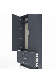 Arges Dolap 2 Raflı 3 Çekmeceli Tek Askılı 88x30x221 Antrasit-Antrasit