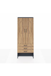 Arges Dolap 2 Raflı 3 Çekmeceli Tek Askılı 88x30x221 Antrasit-Çam