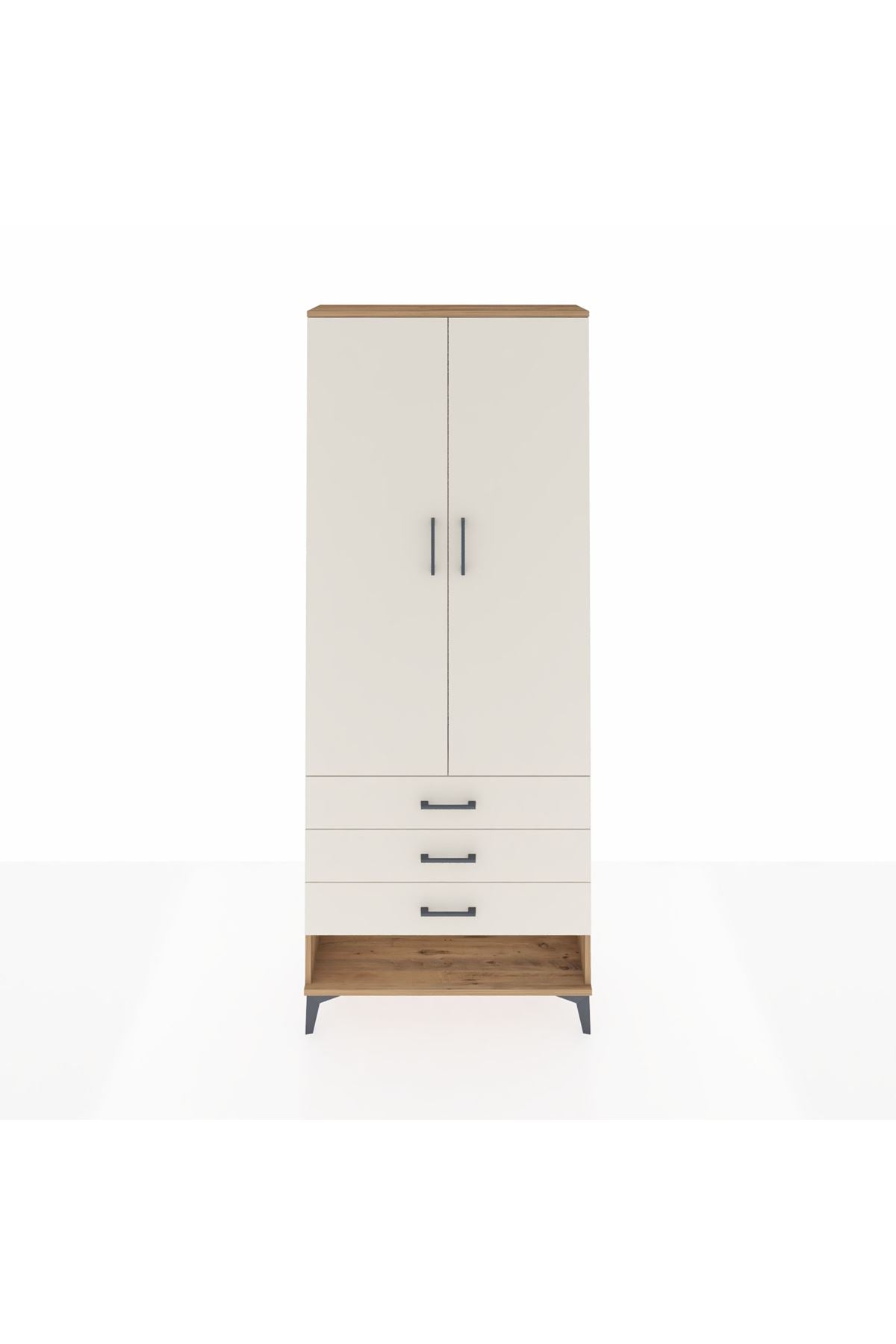 Arges Dolap 2 Raflı 3 Çekmeceli Tek Askılı 88x30x221 Çam-Aytaşı