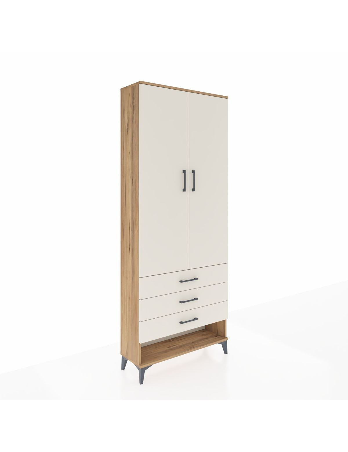 Arges Dolap 2 Raflı 3 Çekmeceli Tek Askılı 88x30x221 Çam-Aytaşı