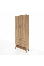 Arges Dolap 2 Raflı 3 Çekmeceli Tek Askılı 88x30x221 Çam-Çam