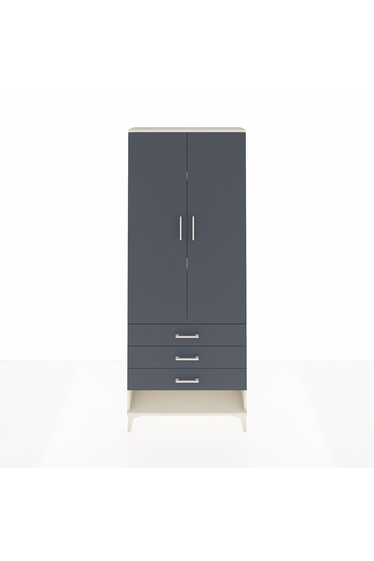 Arges Dolap 3 Raflı 3 Çekmeceli 2 Kapaklı 88x30x221 Aytaşı-Antrasit