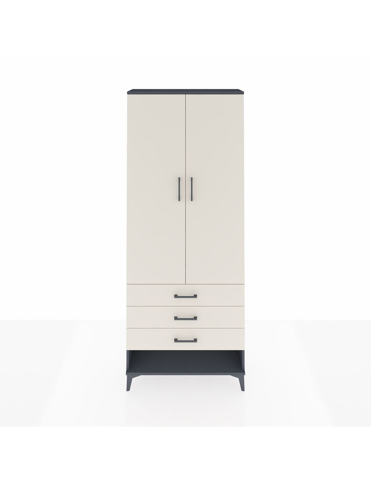 Arges Dolap 3 Raflı 3 Çekmeceli 2 Kapaklı 88x30x221 Antrasit-Aytaşı