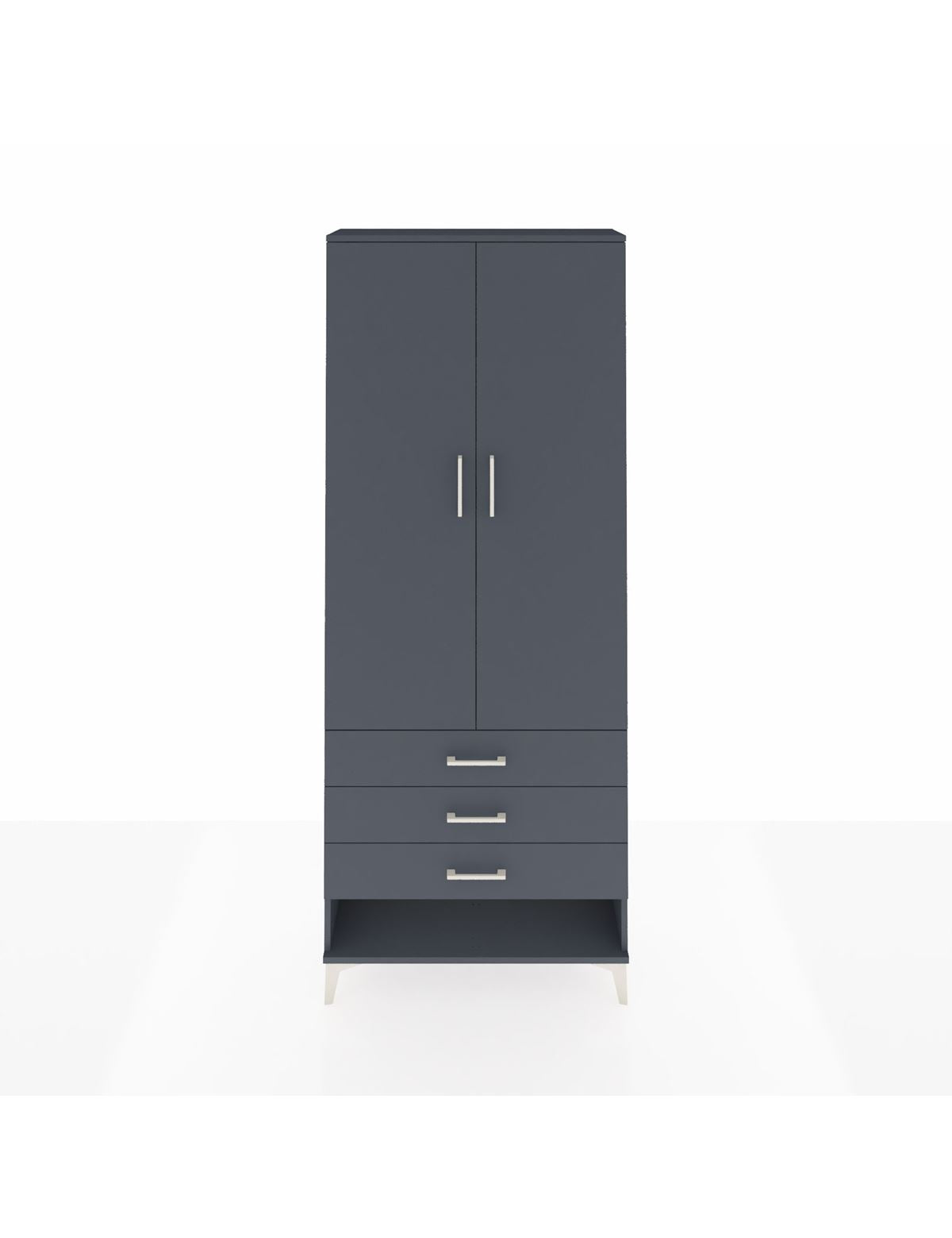 Arges Dolap 3 Raflı 3 Çekmeceli 2 Kapaklı 88x30x221 Antrasit-Antrasit