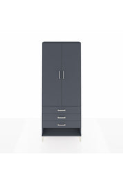 Arges Dolap 3 Raflı 3 Çekmeceli 2 Kapaklı 88x30x221 Antrasit-Antrasit
