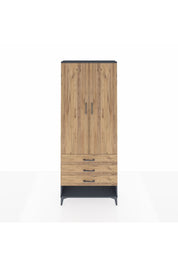 Arges Dolap 3 Raflı 3 Çekmeceli 2 Kapaklı 88x30x221 Antrasit-Çam