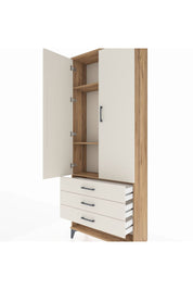 Arges Dolap 3 Raflı 3 Çekmeceli 2 Kapaklı 88x30x221 Çam-Aytaşı
