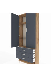 Arges Dolap 3 Raflı 3 Çekmeceli 2 Kapaklı 88x30x221 Çam-Antrasit