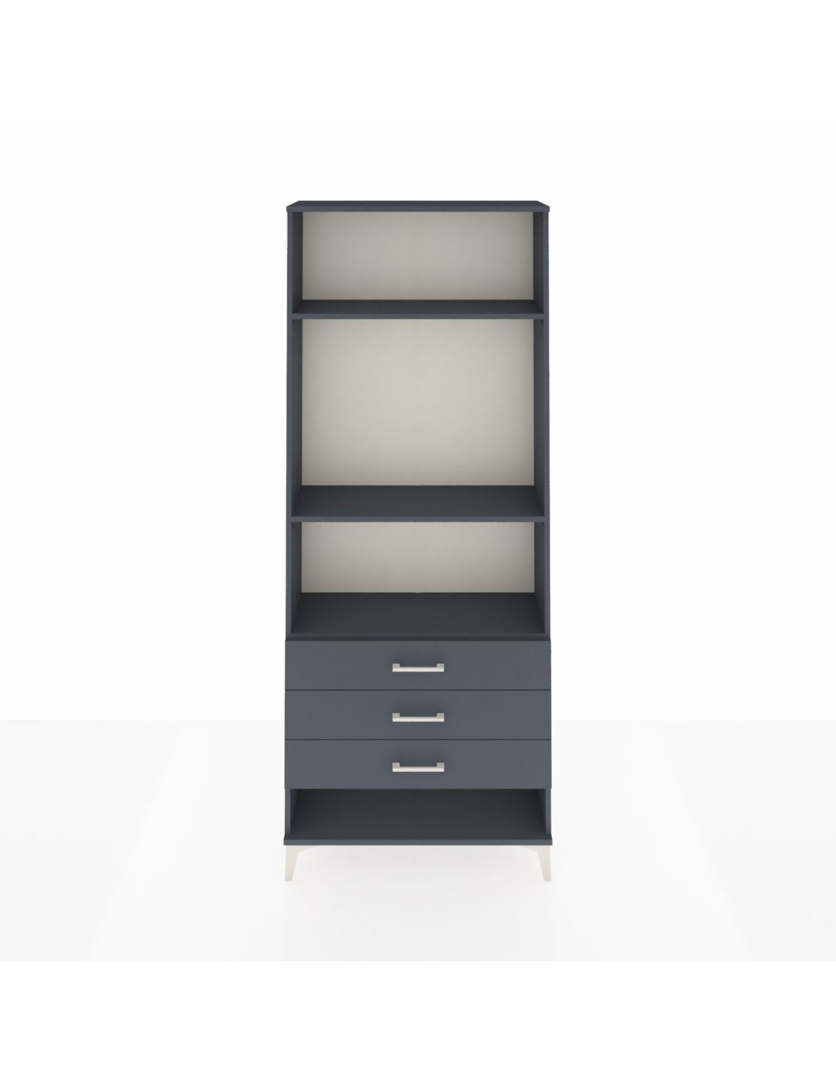 Arges Dolap 3 Raflı 3 Çekmeceli 88x30x221 Antrasit-Antrasit