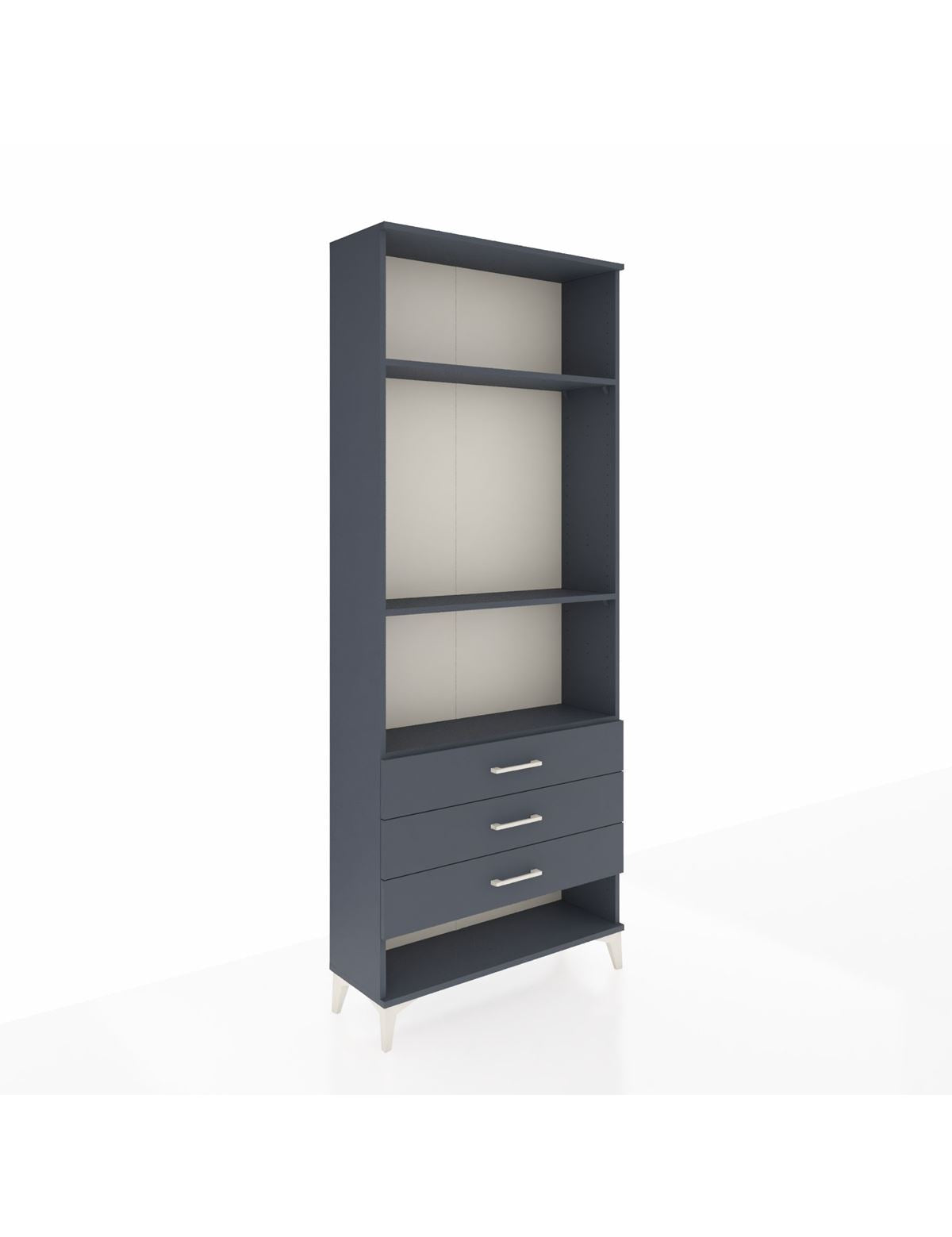 Arges Dolap 3 Raflı 3 Çekmeceli 88x30x221 Antrasit-Antrasit