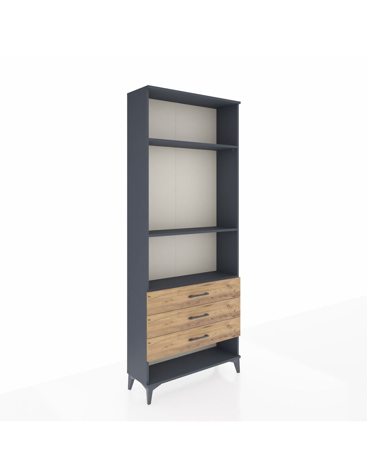 Arges Dolap 3 Raflı 3 Çekmeceli 88x30x221 Antrasit-Çam