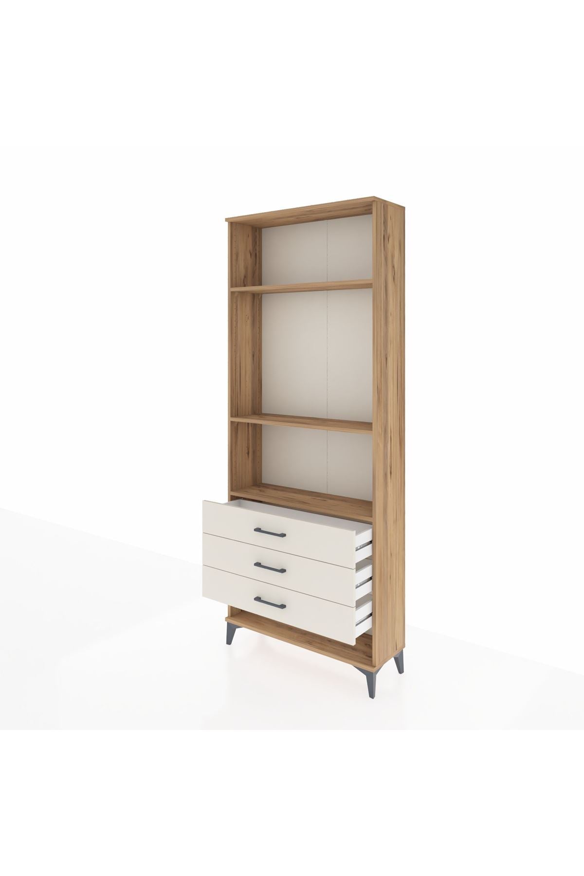 Arges Dolap 3 Raflı 3 Çekmeceli 88x30x221 Çam-Aytaşı