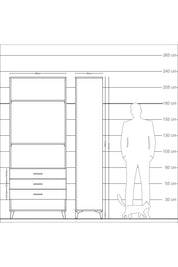 Arges Dolap 3 Raflı 3 Çekmeceli 88x30x221 Çam-Antrasit