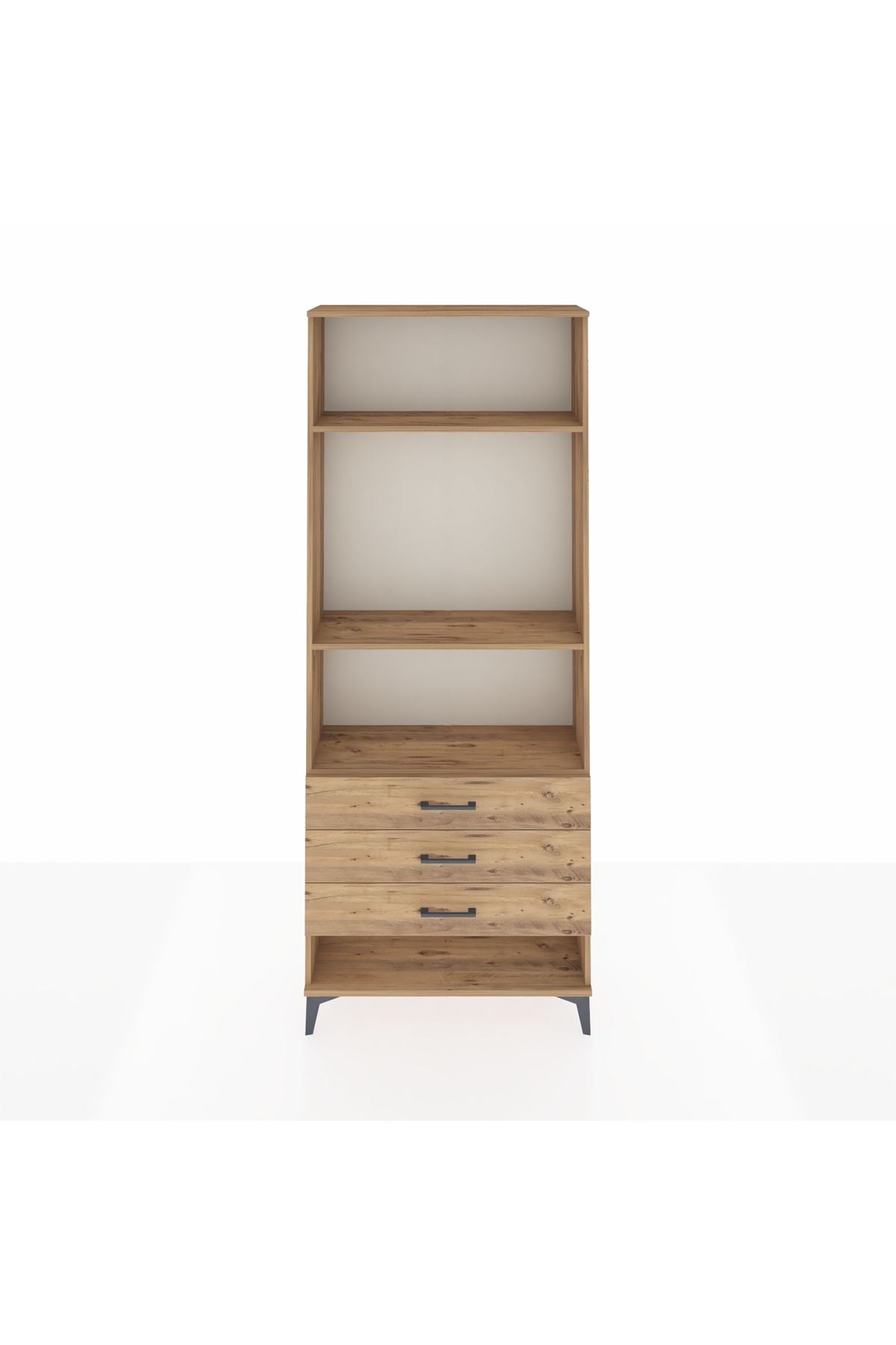 Arges Dolap 3 Raflı 3 Çekmeceli 88x30x221 Çam-Çam