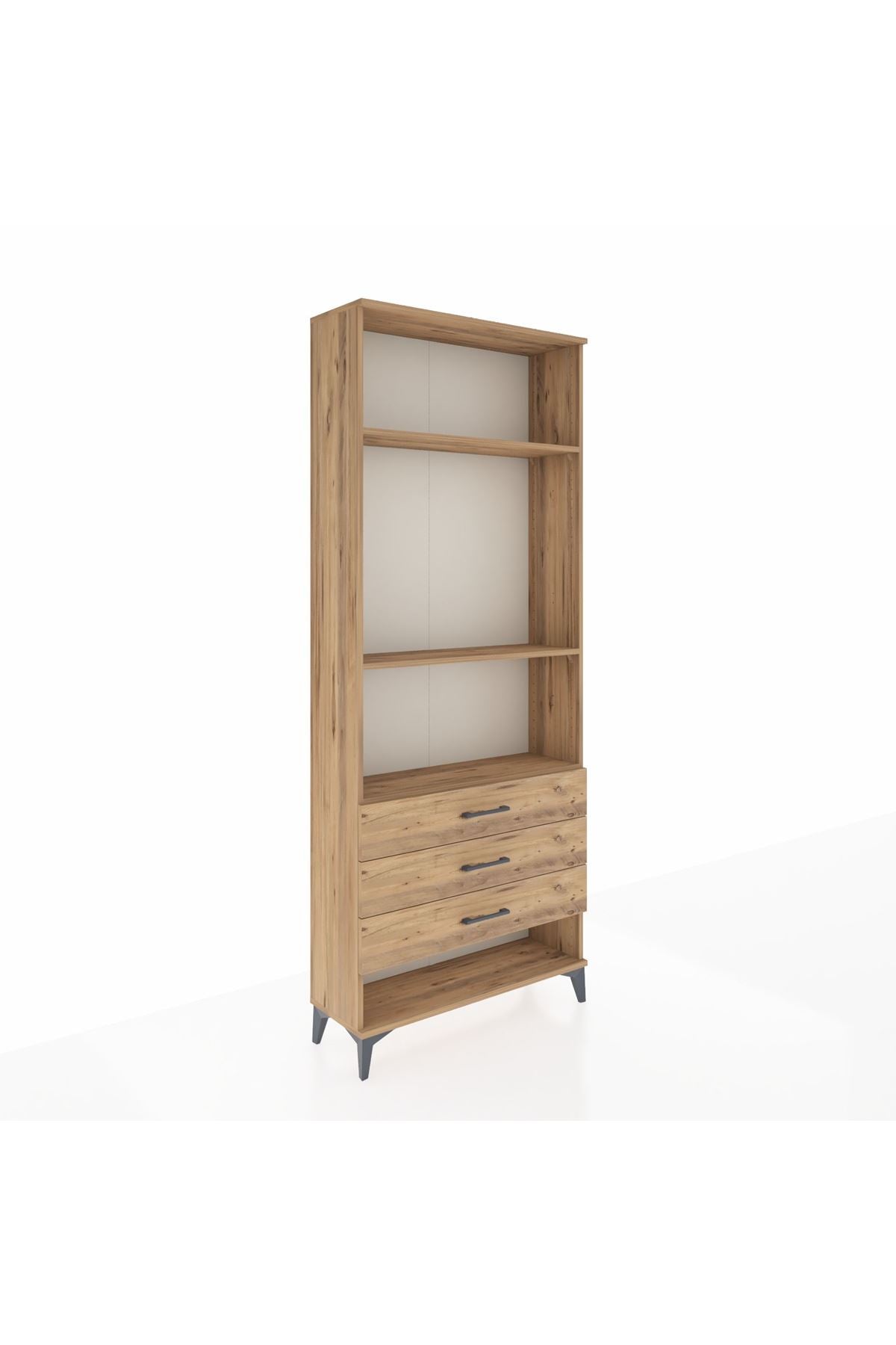 Arges Dolap 3 Raflı 3 Çekmeceli 88x30x221 Çam-Çam