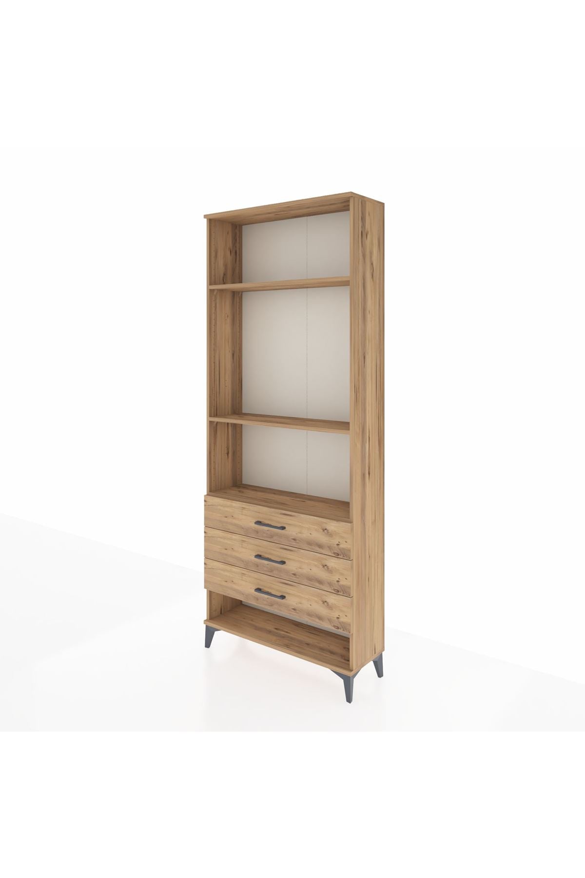 Arges Dolap 3 Raflı 3 Çekmeceli 88x30x221 Çam-Çam