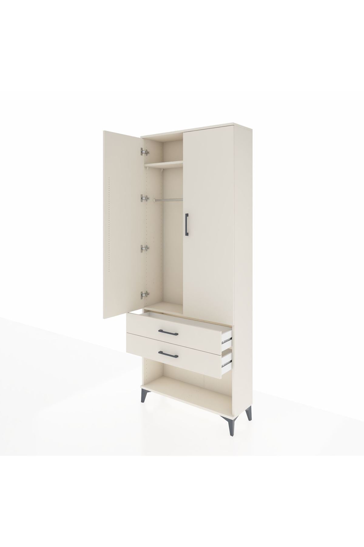 Arges Dolap 2 Raflı 2 Çekmeceli Tek Askılı 88x30x221 Aytaşı-Aytaşı