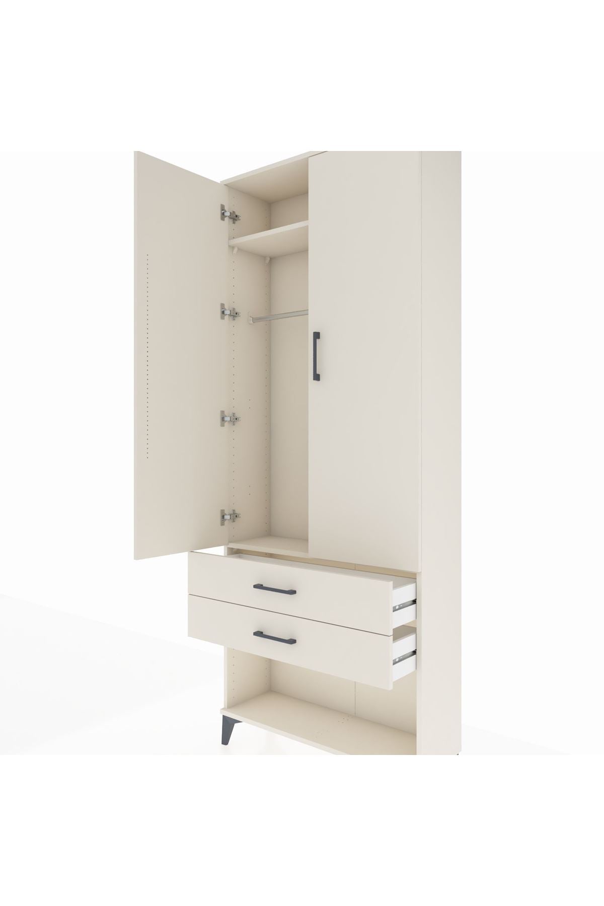 Arges Dolap 2 Raflı 2 Çekmeceli Tek Askılı 88x30x221 Aytaşı-Aytaşı