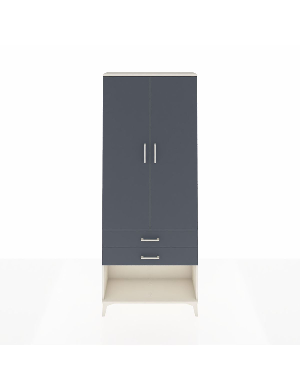 Arges Dolap 2 Raflı 2 Çekmeceli Tek Askılı 88x30x221 Aytaşı-Antrasit