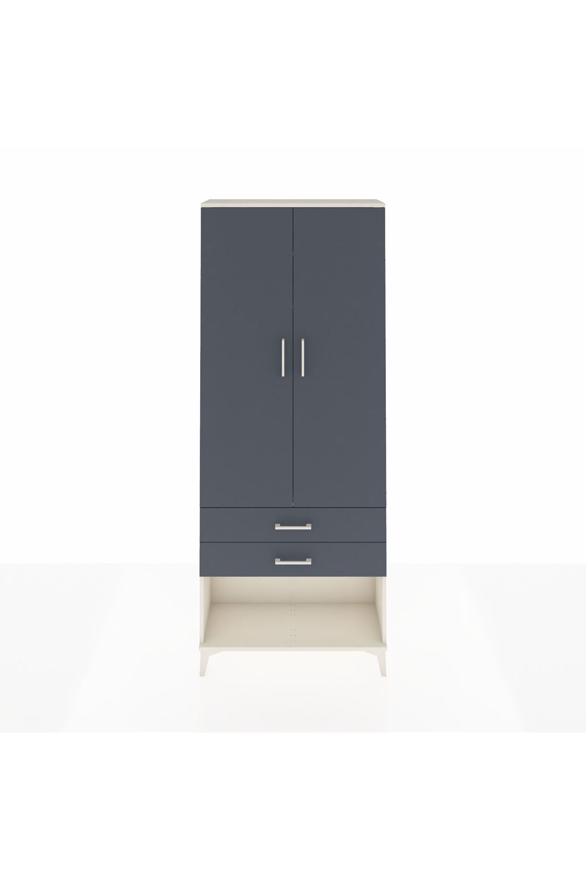 Arges Dolap 2 Raflı 2 Çekmeceli Tek Askılı 88x30x221 Aytaşı-Antrasit