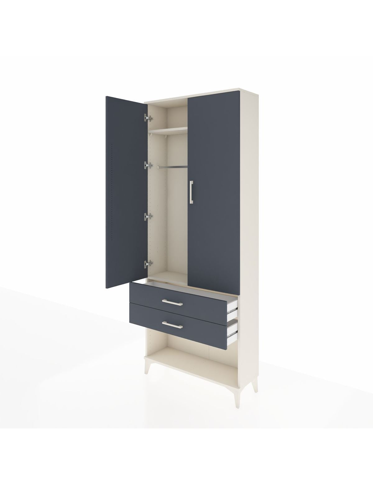 Arges Dolap 2 Raflı 2 Çekmeceli Tek Askılı 88x30x221 - S30M049V2A