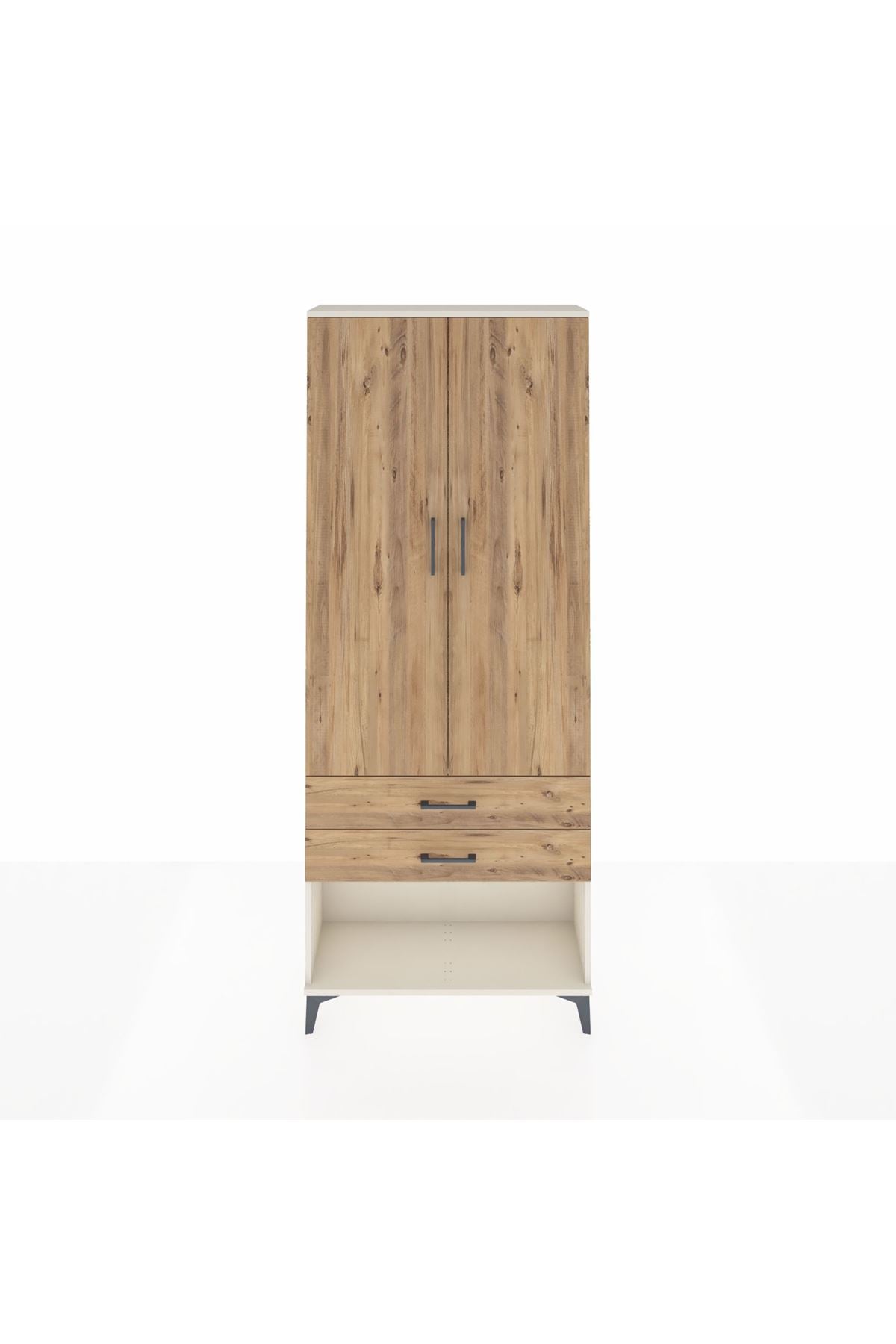 Arges Dolap 2 Raflı 2 Çekmeceli Tek Askılı 88x30x221 Aytaşı-Çam