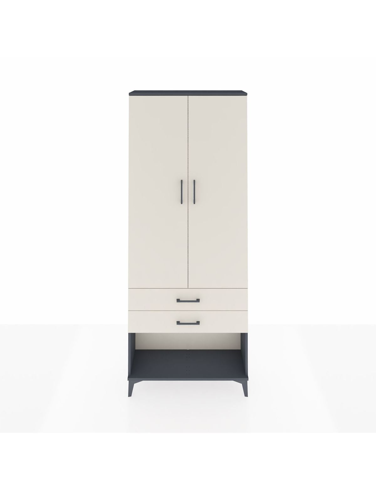 Arges Dolap 2 Raflı 2 Çekmeceli Tek Askılı 88x30x221 Antrasit-Aytaşı