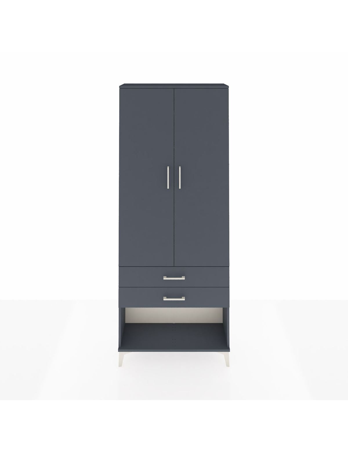 Arges Dolap 2 Raflı 2 Çekmeceli Tek Askılı 88x30x221 Antrasit-Antrasit