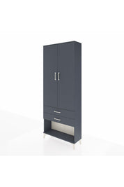 Arges Dolap 2 Raflı 2 Çekmeceli Tek Askılı 88x30x221 Antrasit-Antrasit