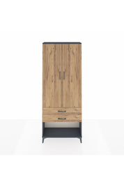 Arges Dolap 2 Raflı 2 Çekmeceli Tek Askılı 88x30x221 Antrasit-Çam