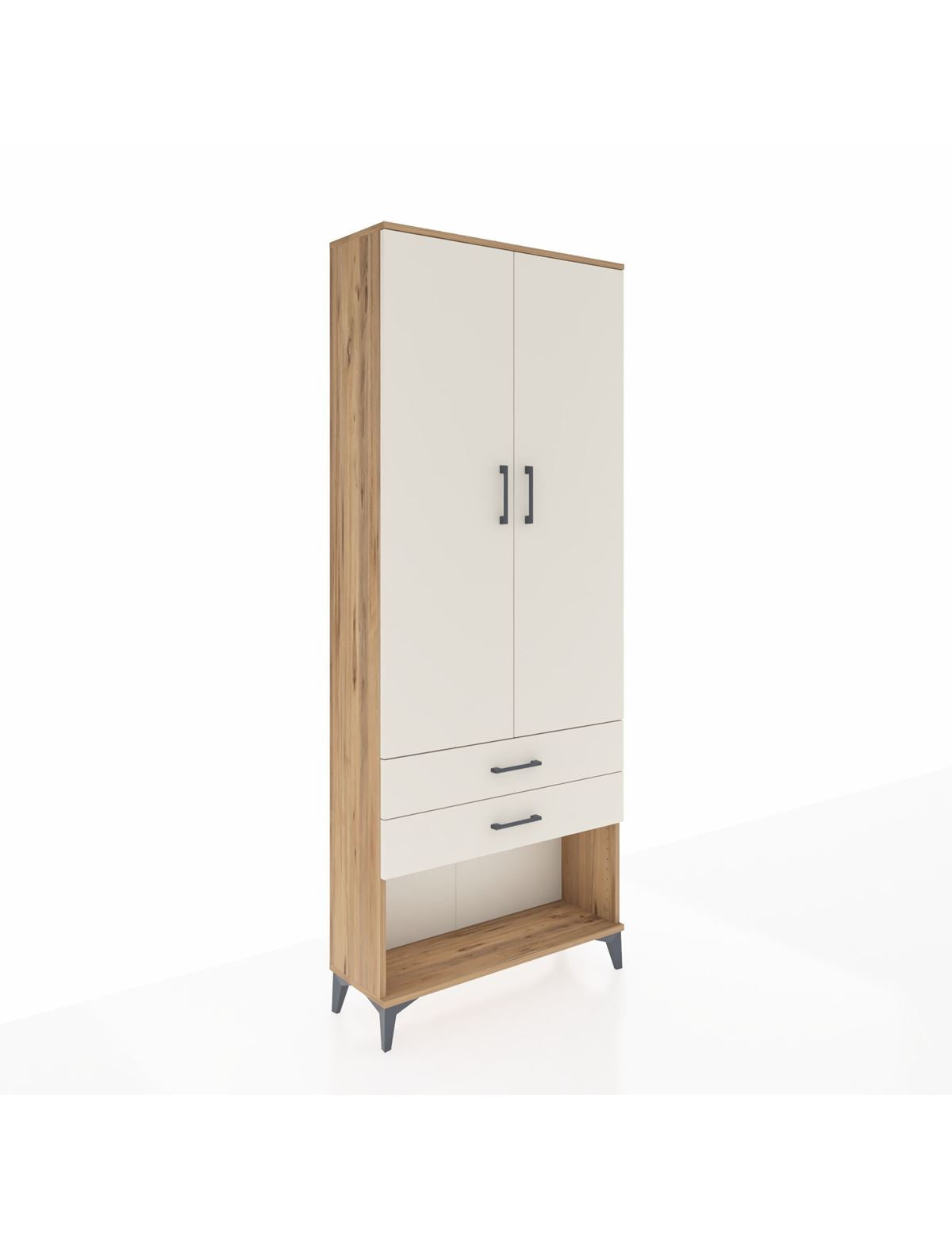 Arges Dolap 2 Raflı 2 Çekmeceli Tek Askılı 88x30x221 Çam-Aytaşı