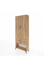 Arges Dolap 2 Raflı 2 Çekmeceli Tek Askılı 88x30x221 Çam-Çam