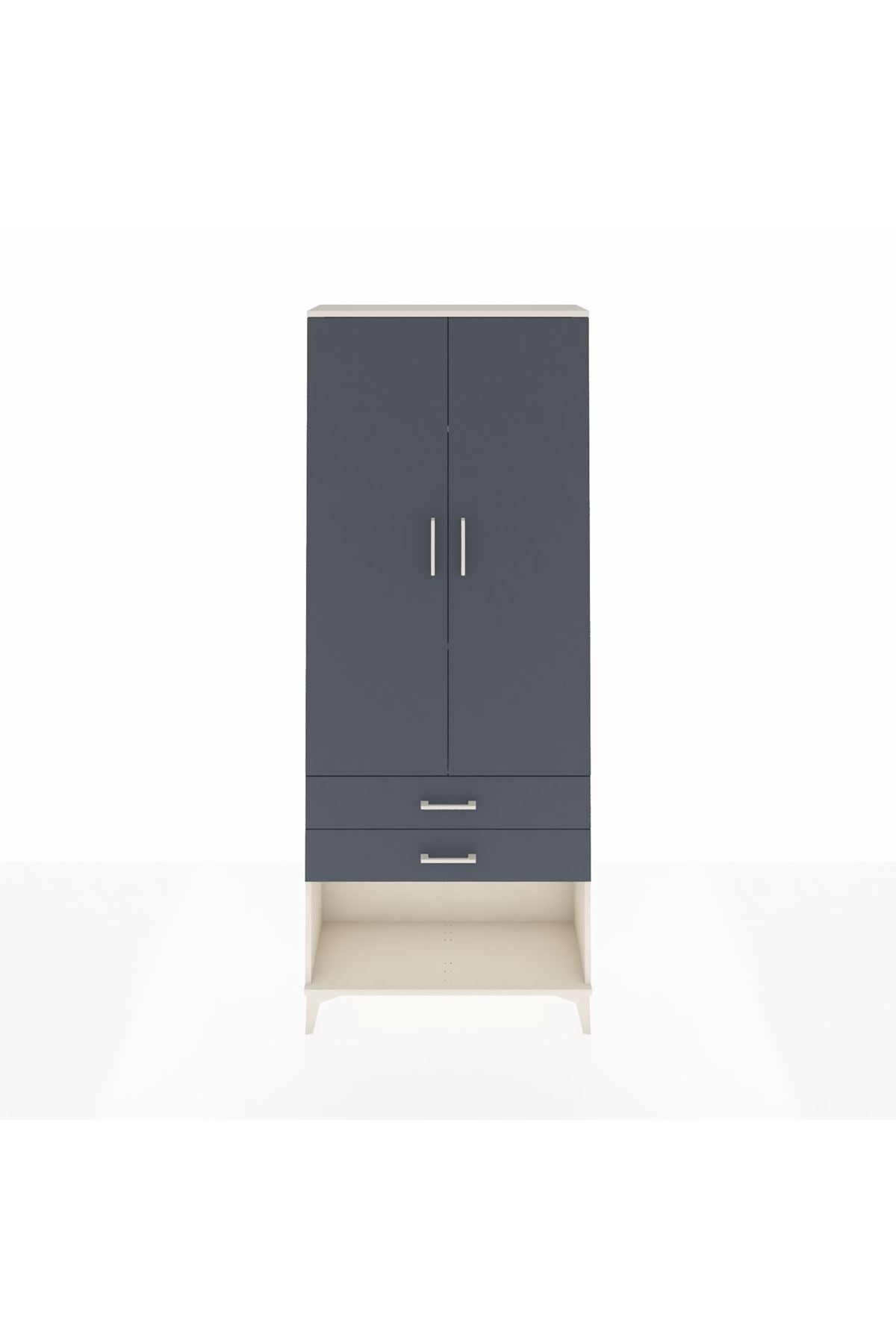 Arges Dolap 3 Raflı 2 Çekmeceli 2 Kapaklı 88x30x221 Aytaşı-Antrasit