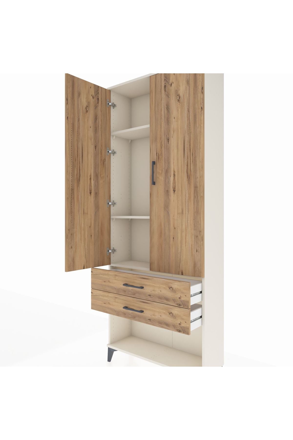 Arges Dolap 3 Raflı 2 Çekmeceli 2 Kapaklı 88x30x221 Aytaşı-Çam