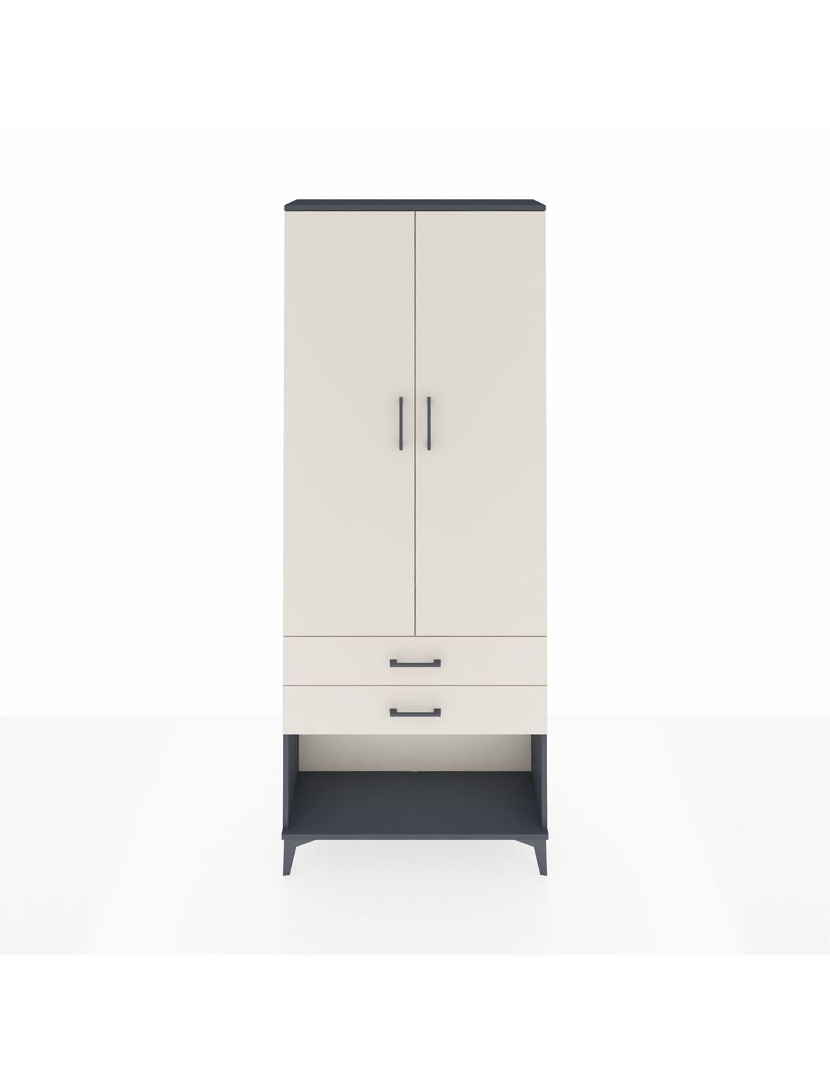 Arges Dolap 3 Raflı 2 Çekmeceli 2 Kapaklı 88x30x221 Antrasit-Aytaşı