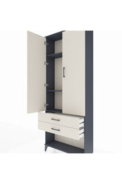 Arges Dolap 3 Raflı 2 Çekmeceli 2 Kapaklı 88x30x221 Antrasit-Aytaşı