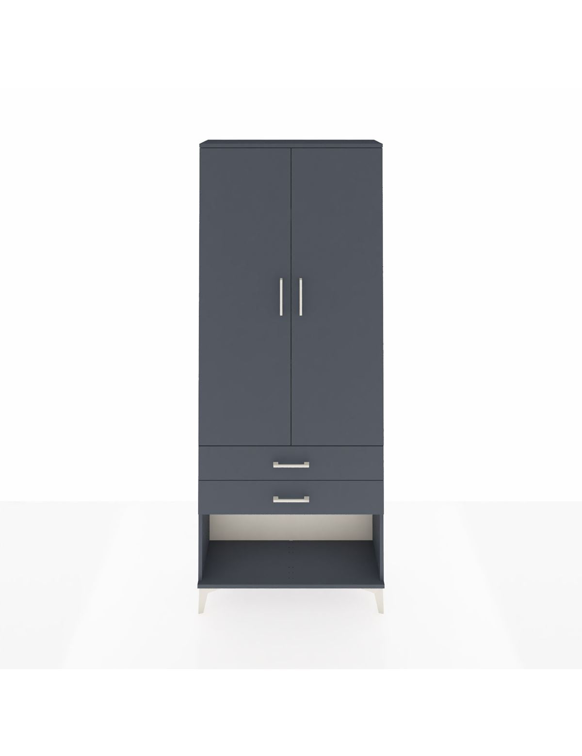 Arges Dolap 3 Raflı 2 Çekmeceli 2 Kapaklı 88x30x221 Antrasit-Antrasit