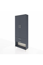 Arges Dolap 3 Raflı 2 Çekmeceli 2 Kapaklı 88x30x221 Antrasit-Antrasit