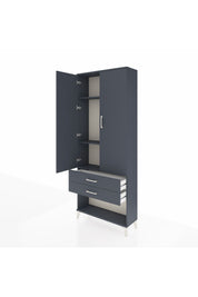 Arges Dolap 3 Raflı 2 Çekmeceli 2 Kapaklı 88x30x221 Antrasit-Antrasit